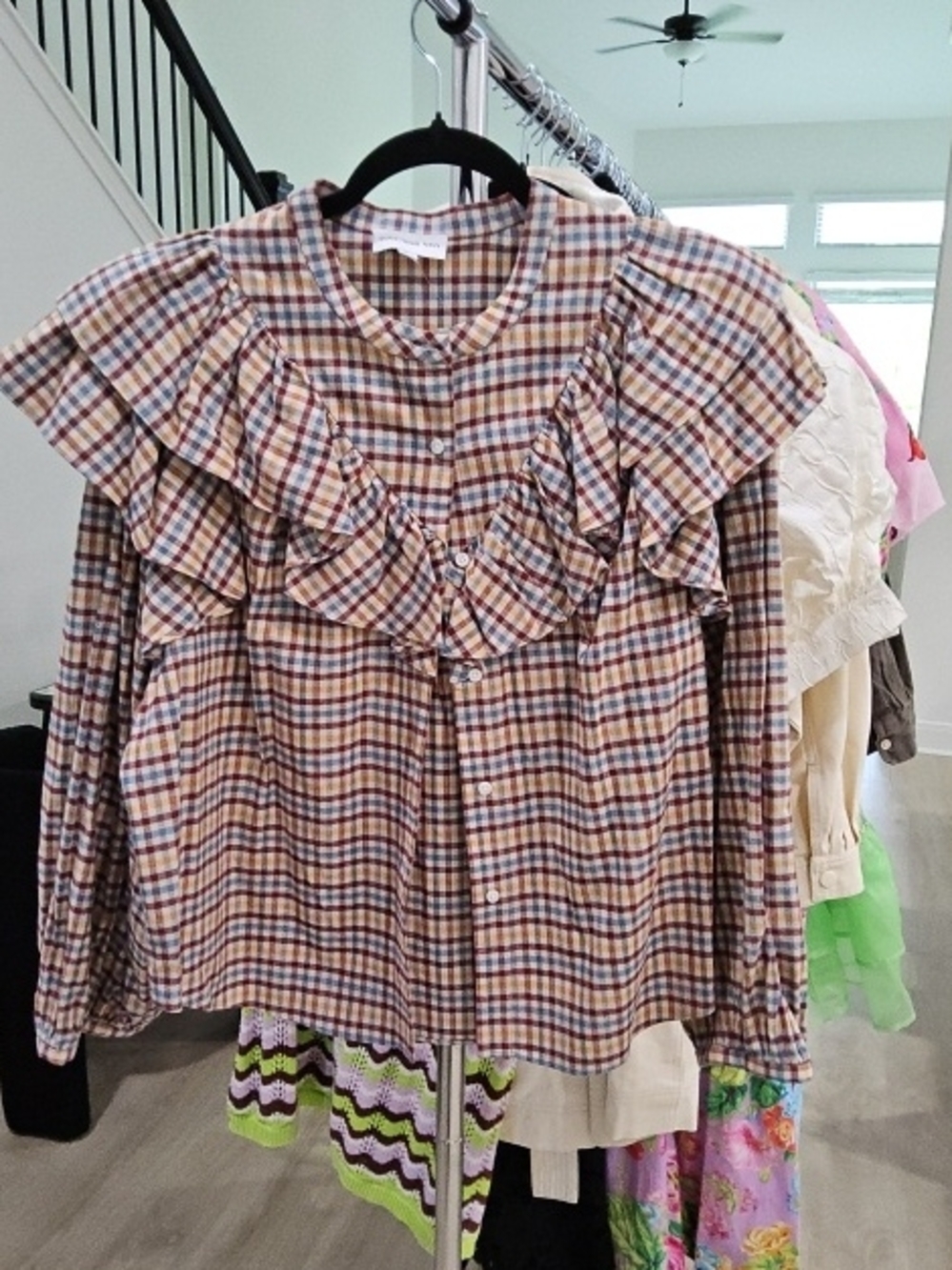 Something Navy Plaid Button-Down Shirt in Navy, Rust & Beige
